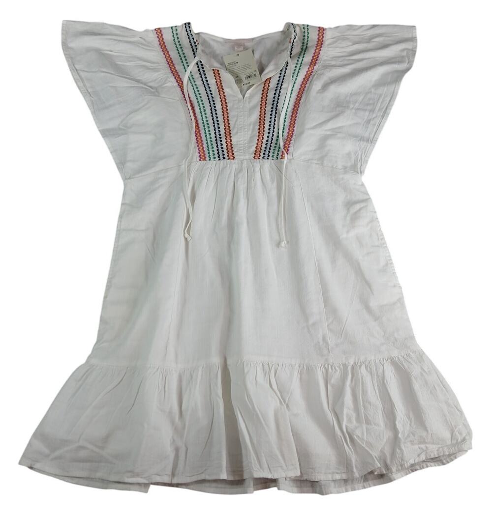 Knox Rose Shirt Womens XS White V Neck Boho Flowy Tunic Short Sleeve Pockets NWT